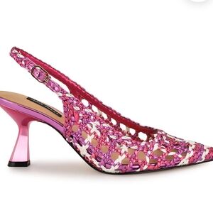 Nine West Braided Pink Slingback Kitten Heel